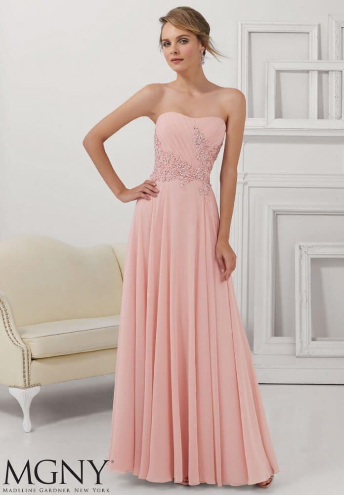 Κεντημένο Φόρεμα Chiffon σε Ροζ Παλ, Κωδ: 71108